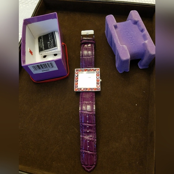 NIB Red by Waltham Wrist Watch Purple Faux Stones Alligator Band - Picture 7 of 16